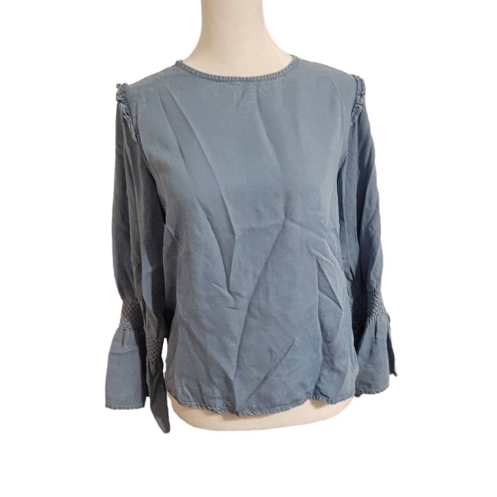 Zara Women Premium Denim Collection size medium blue denim blouse